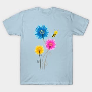 Flowers Bee Spring Summer Colorful T-Shirt